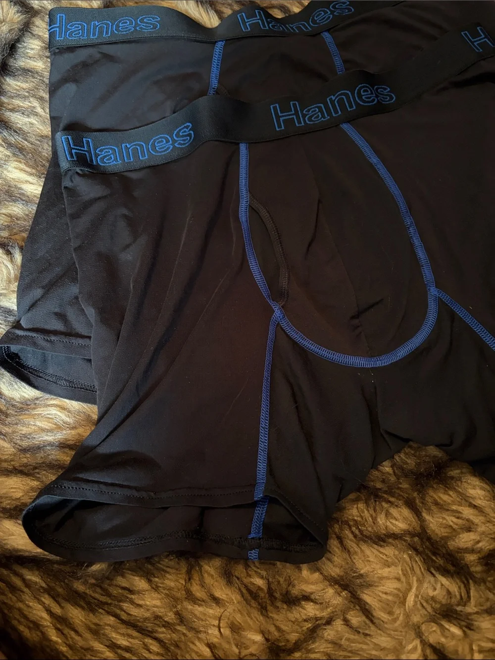 Hanes Comfort Flex Fit Black Boxer Briefs with Blue Trim - Men's 2-Pack Size L